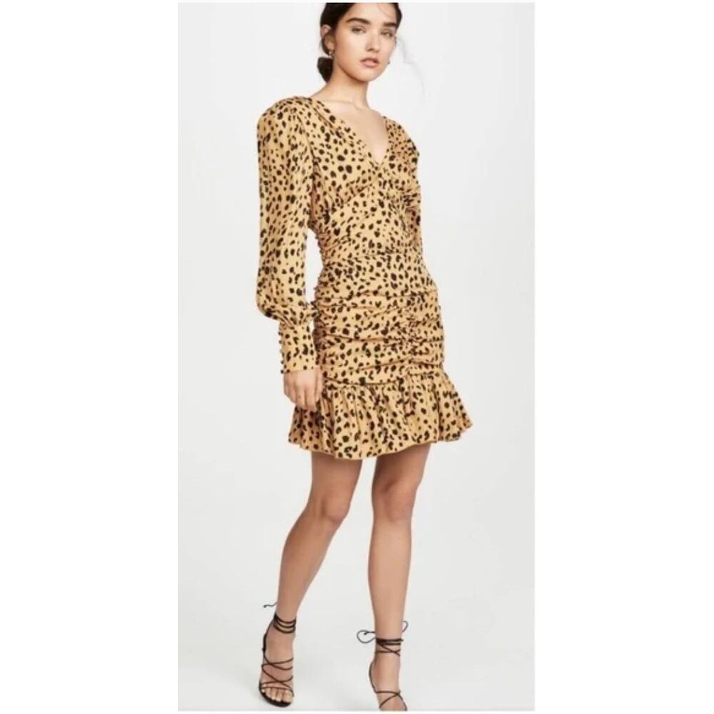 NICHOLAS Leopard Gathered Mini Dress